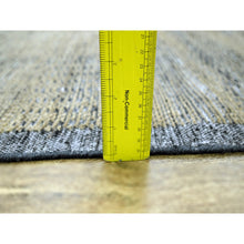 Load image into Gallery viewer, 11&#39;10&quot;x15&#39; Latte Brown With Charcoal Black, Oxidized And Distressed Grass Design With Exposed Warps, 100% Wool, Hand Knotted, Oversized, Oriental Rug FWR457728