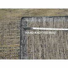 Load image into Gallery viewer, 11&#39;10&quot;x15&#39; Latte Brown With Charcoal Black, Oxidized And Distressed Grass Design With Exposed Warps, 100% Wool, Hand Knotted, Oversized, Oriental Rug FWR457728