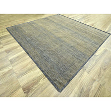 Load image into Gallery viewer, 10&#39;x10&#39; Dijon Brown with Charcoal Black, Hand Knotted, Oxidized and Distressed Grass Design with Exposed Warps, Pure Wool, Square, Oriental Rug FWR457734