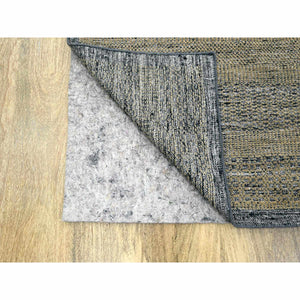 10'x10' Dijon Brown with Charcoal Black, Hand Knotted, Oxidized and Distressed Grass Design with Exposed Warps, Pure Wool, Square, Oriental Rug FWR457734