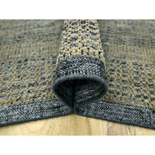 Load image into Gallery viewer, 10&#39;x10&#39; Dijon Brown With Charcoal Black, Hand Knotted, Oxidized And Distressed Grass Design With Exposed Warps, Pure Wool, Square, Oriental Rug FWR457734