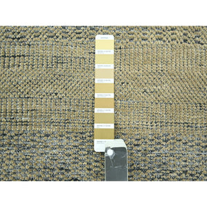 10'x10' Dijon Brown with Charcoal Black, Hand Knotted, Oxidized and Distressed Grass Design with Exposed Warps, Pure Wool, Square, Oriental Rug FWR457734