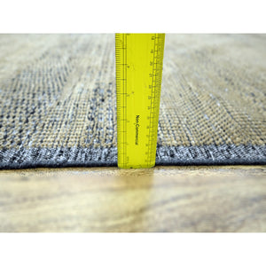 10'x10' Dijon Brown with Charcoal Black, Hand Knotted, Oxidized and Distressed Grass Design with Exposed Warps, Pure Wool, Square, Oriental Rug FWR457734