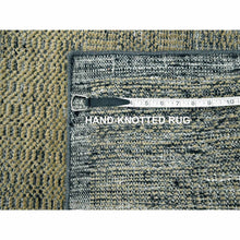 Load image into Gallery viewer, 10&#39;x10&#39; Dijon Brown with Charcoal Black, Hand Knotted, Oxidized and Distressed Grass Design with Exposed Warps, Pure Wool, Square, Oriental Rug FWR457734