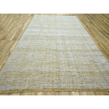 Load image into Gallery viewer, 10&#39;x13&#39;10&quot; Mustard Yellow, Oxidized And Distressed Grass Design With Exposed Warps, Hand Knotted, Pure Wool, Oriental Rug FWR457740
