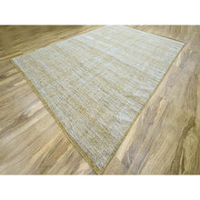 Load image into Gallery viewer, 10&#39;x13&#39;10&quot; Mustard Yellow, Oxidized And Distressed Grass Design With Exposed Warps, Hand Knotted, Pure Wool, Oriental Rug FWR457740