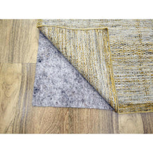 Load image into Gallery viewer, 10&#39;x13&#39;10&quot; Mustard Yellow, Oxidized And Distressed Grass Design With Exposed Warps, Hand Knotted, Pure Wool, Oriental Rug FWR457740