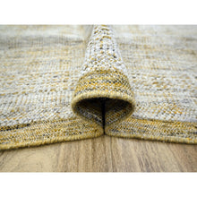 Load image into Gallery viewer, 10&#39;x13&#39;10&quot; Mustard Yellow, Oxidized And Distressed Grass Design With Exposed Warps, Hand Knotted, Pure Wool, Oriental Rug FWR457740