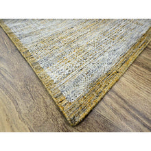 Load image into Gallery viewer, 10&#39;x13&#39;10&quot; Mustard Yellow, Oxidized And Distressed Grass Design With Exposed Warps, Hand Knotted, Pure Wool, Oriental Rug FWR457740