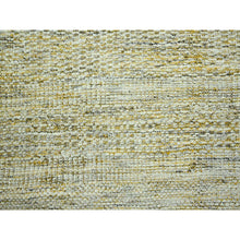 Load image into Gallery viewer, 10&#39;x13&#39;10&quot; Mustard Yellow, Oxidized And Distressed Grass Design With Exposed Warps, Hand Knotted, Pure Wool, Oriental Rug FWR457740