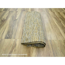 Load image into Gallery viewer, 10&#39;x13&#39;10&quot; Mustard Yellow, Oxidized And Distressed Grass Design With Exposed Warps, Hand Knotted, Pure Wool, Oriental Rug FWR457740