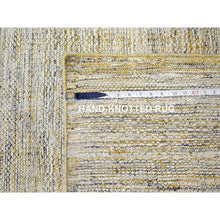 Load image into Gallery viewer, 10&#39;x13&#39;10&quot; Mustard Yellow, Oxidized And Distressed Grass Design With Exposed Warps, Hand Knotted, Pure Wool, Oriental Rug FWR457740