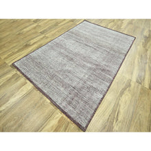 Load image into Gallery viewer, 6&#39;x9&#39; Wine Red With Daisy White, Oxidized And Distressed Grass Design With Exposed Warps, 100% Wool, Hand Knotted, Oriental Rug FWR457758