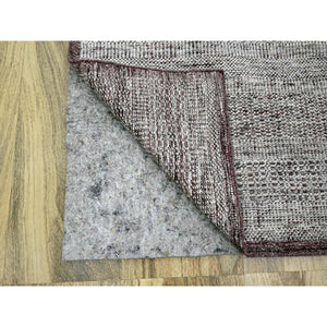 6'x9' Wine Red With Daisy White, Oxidized And Distressed Grass Design With Exposed Warps, 100% Wool, Hand Knotted, Oriental Rug FWR457758