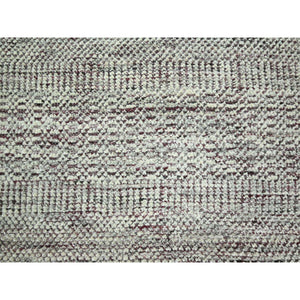 6'x9' Wine Red With Daisy White, Oxidized And Distressed Grass Design With Exposed Warps, 100% Wool, Hand Knotted, Oriental Rug FWR457758