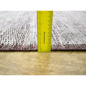 6'x9' Wine Red With Daisy White, Oxidized And Distressed Grass Design With Exposed Warps, 100% Wool, Hand Knotted, Oriental Rug FWR457758