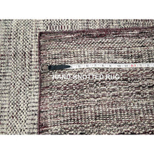 Load image into Gallery viewer, 6&#39;x9&#39; Wine Red With Daisy White, Oxidized And Distressed Grass Design With Exposed Warps, 100% Wool, Hand Knotted, Oriental Rug FWR457758