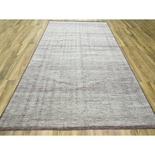 Load image into Gallery viewer, 9&#39;x12&#39; Wine Red With Powder White, Oxidized And Distressed Grass Design With Exposed Warps, 100% Wool, Hand Knotted, Oriental Rug FWR457782
