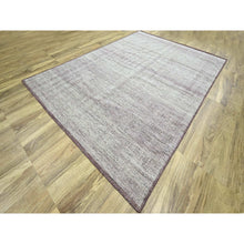 Load image into Gallery viewer, 9&#39;x12&#39; Wine Red With Powder White, Oxidized And Distressed Grass Design With Exposed Warps, 100% Wool, Hand Knotted, Oriental Rug FWR457782