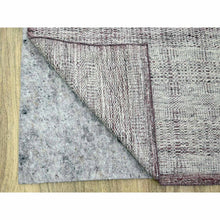 Load image into Gallery viewer, 9&#39;x12&#39; Wine Red With Powder White, Oxidized And Distressed Grass Design With Exposed Warps, 100% Wool, Hand Knotted, Oriental Rug FWR457782