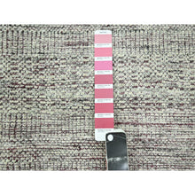 Load image into Gallery viewer, 9&#39;x12&#39; Wine Red With Powder White, Oxidized And Distressed Grass Design With Exposed Warps, 100% Wool, Hand Knotted, Oriental Rug FWR457782