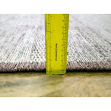 Load image into Gallery viewer, 9&#39;x12&#39; Wine Red With Powder White, Oxidized And Distressed Grass Design With Exposed Warps, 100% Wool, Hand Knotted, Oriental Rug FWR457782