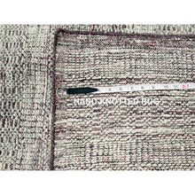 Load image into Gallery viewer, 9&#39;x12&#39; Wine Red With Powder White, Oxidized And Distressed Grass Design With Exposed Warps, 100% Wool, Hand Knotted, Oriental Rug FWR457782