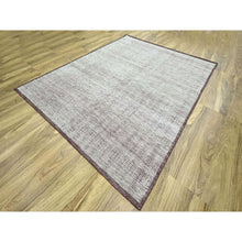 Load image into Gallery viewer, 8&#39;x10&#39; Garnet Red with Daisy White, Oxidized and Distressed Grass Design with Exposed Warps, 100% Wool, Hand Knotted, Oriental Rug FWR457794