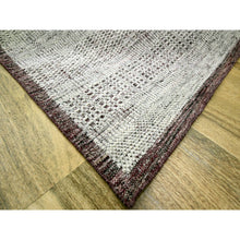 Load image into Gallery viewer, 8&#39;x10&#39; Garnet Red With Daisy White, Oxidized And Distressed Grass Design With Exposed Warps, 100% Wool, Hand Knotted, Oriental Rug FWR457794