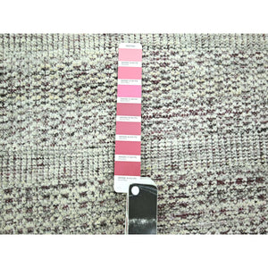 8'x10' Garnet Red with Daisy White, Oxidized and Distressed Grass Design with Exposed Warps, 100% Wool, Hand Knotted, Oriental Rug FWR457794