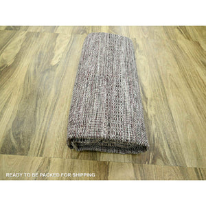 8'x10' Garnet Red with Daisy White, Oxidized and Distressed Grass Design with Exposed Warps, 100% Wool, Hand Knotted, Oriental Rug FWR457794