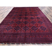Load image into Gallery viewer, 9&#39;8&quot;x12&#39;9&quot; Scarlet Red, Afghan Khamyab With Geometric Pattern, Hand Knotted, Soft And Shiny Wool, Natural Dyes, Oriental Rug FWR4572