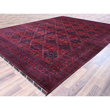 Load image into Gallery viewer, 9&#39;8&quot;x12&#39;9&quot; Scarlet Red, Afghan Khamyab With Geometric Pattern, Hand Knotted, Soft And Shiny Wool, Natural Dyes, Oriental Rug FWR4572