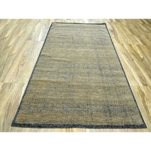 Load image into Gallery viewer, 6&#39;x9&#39;3&quot; Dijon Brown With Charcoal Black, Oxidized And Distressed Grass Design With Exposed Warps, Hand Knotted, 100% Wool, Oriental Rug FWR457812