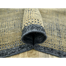 Load image into Gallery viewer, 6&#39;x9&#39;3&quot; Dijon Brown With Charcoal Black, Oxidized And Distressed Grass Design With Exposed Warps, Hand Knotted, 100% Wool, Oriental Rug FWR457812