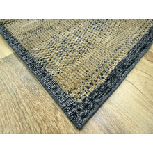 Load image into Gallery viewer, 6&#39;x9&#39;3&quot; Dijon Brown With Charcoal Black, Oxidized And Distressed Grass Design With Exposed Warps, Hand Knotted, 100% Wool, Oriental Rug FWR457812