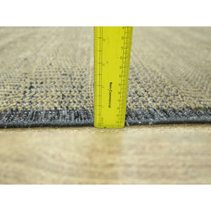 6'x9'3" Dijon Brown With Charcoal Black, Oxidized And Distressed Grass Design With Exposed Warps, Hand Knotted, 100% Wool, Oriental Rug FWR457812