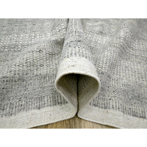 12'1"x14'10" Storm Gray, Grass Design With Exposed Warps, Textured Wool, Hand Knotted, Oversized, Oriental Rug FWR457824