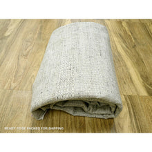 Load image into Gallery viewer, 12&#39;1&quot;x14&#39;10&quot; Storm Gray, Grass Design With Exposed Warps, Textured Wool, Hand Knotted, Oversized, Oriental Rug FWR457824