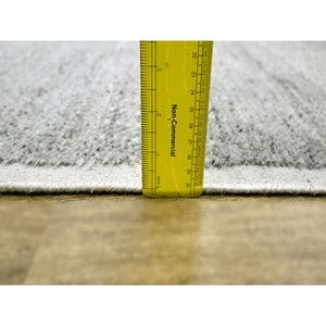 12'1"x14'10" Storm Gray, Grass Design With Exposed Warps, Textured Wool, Hand Knotted, Oversized, Oriental Rug FWR457824