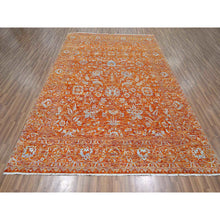 Load image into Gallery viewer, 8&#39;x10&#39;4&quot; Burnt Orange, Persian Influence Meditation Design, Wool &amp; Silk, Tone on Tone, Hand Knotted, Oriental Rug FWR457842