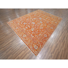Load image into Gallery viewer, 8&#39;x10&#39;4&quot; Burnt Orange, Persian Influence Meditation Design, Wool &amp; Silk, Tone on Tone, Hand Knotted, Oriental Rug FWR457842