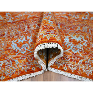 8'x10'4" Burnt Orange, Persian Influence Meditation Design, Wool & Silk, Tone on Tone, Hand Knotted, Oriental Rug FWR457842