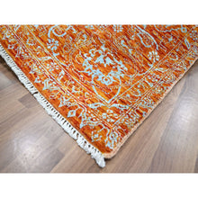 Load image into Gallery viewer, 8&#39;x10&#39;4&quot; Burnt Orange, Persian Influence Meditation Design, Wool &amp; Silk, Tone on Tone, Hand Knotted, Oriental Rug FWR457842