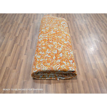 Load image into Gallery viewer, 8&#39;x10&#39;4&quot; Burnt Orange, Persian Influence Meditation Design, Wool &amp; Silk, Tone On Tone, Hand Knotted, Oriental Rug FWR457842