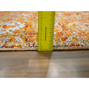 8'x10'4" Burnt Orange, Persian Influence Meditation Design, Wool & Silk, Tone on Tone, Hand Knotted, Oriental Rug FWR457842