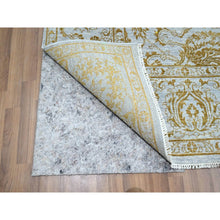 Load image into Gallery viewer, 8&#39;x10&#39; Beau Blue with Golden Brown, Persian Influence Design, Tone on Tone, Wool &amp; Silk, Hand Knotted, Oriental Rug FWR457848