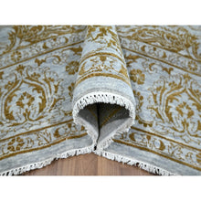 Load image into Gallery viewer, 8&#39;x10&#39; Beau Blue with Golden Brown, Persian Influence Design, Tone on Tone, Wool &amp; Silk, Hand Knotted, Oriental Rug FWR457848