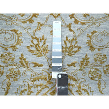 Load image into Gallery viewer, 8&#39;x10&#39; Beau Blue with Golden Brown, Persian Influence Design, Tone on Tone, Wool &amp; Silk, Hand Knotted, Oriental Rug FWR457848