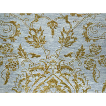 Load image into Gallery viewer, 8&#39;x10&#39; Beau Blue with Golden Brown, Persian Influence Design, Tone on Tone, Wool &amp; Silk, Hand Knotted, Oriental Rug FWR457848